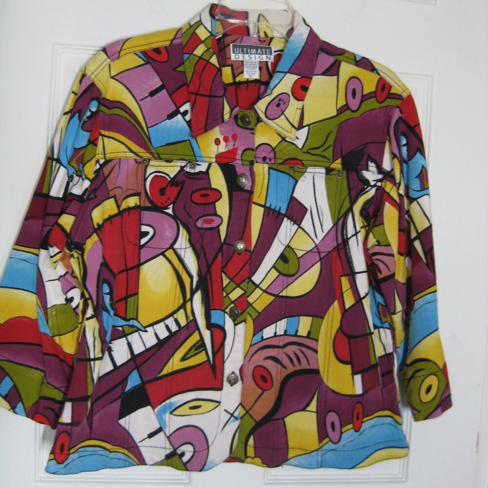 Ultimate Design Jacket Artsy Bohemian Vintage Colorful Size XL